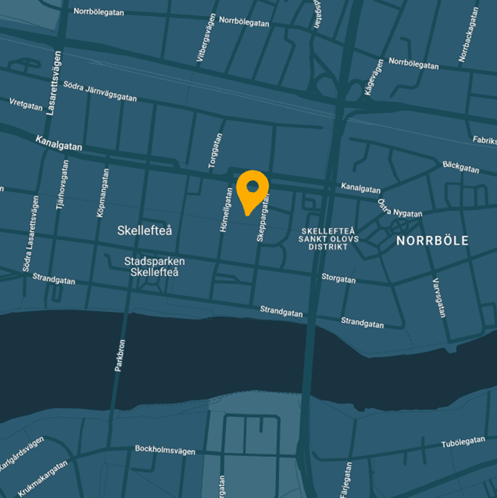 Map over Skellefteå pointing to sip and chill